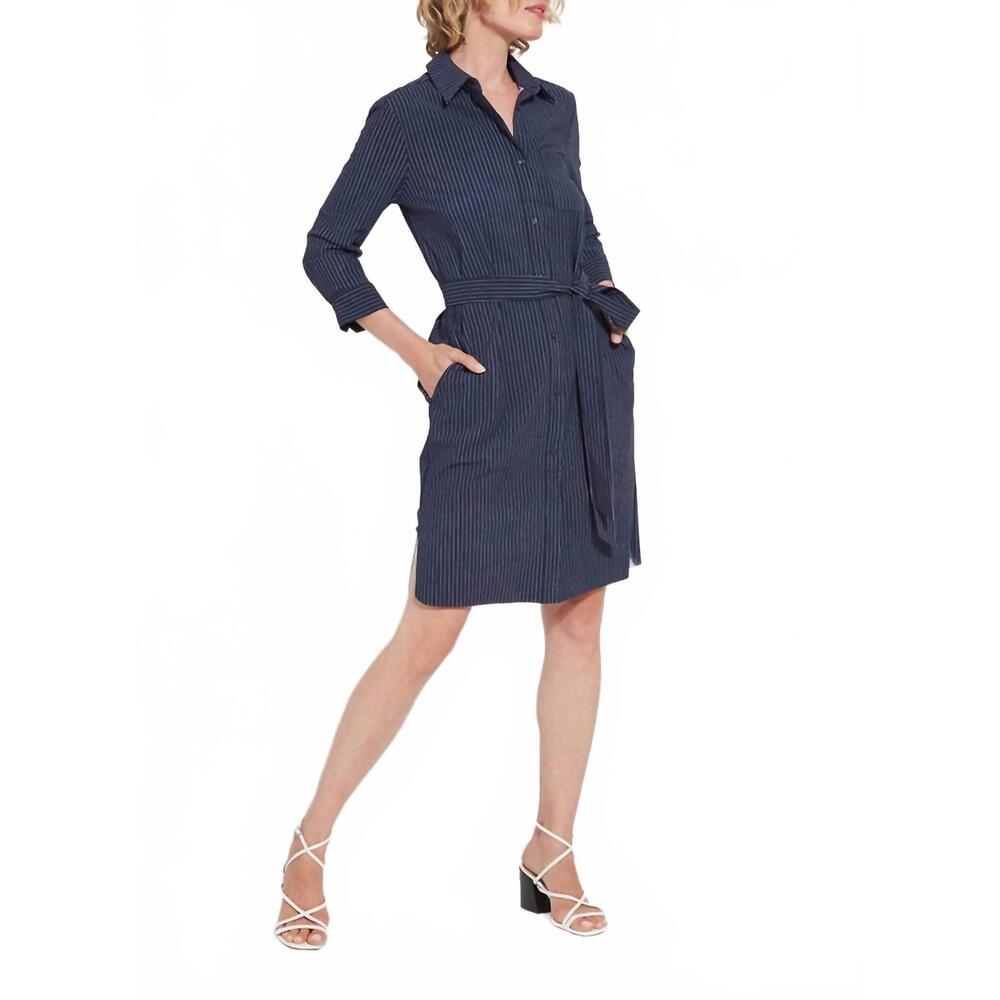 NEW LYSSE schiffer shirt dress in ultimate navy